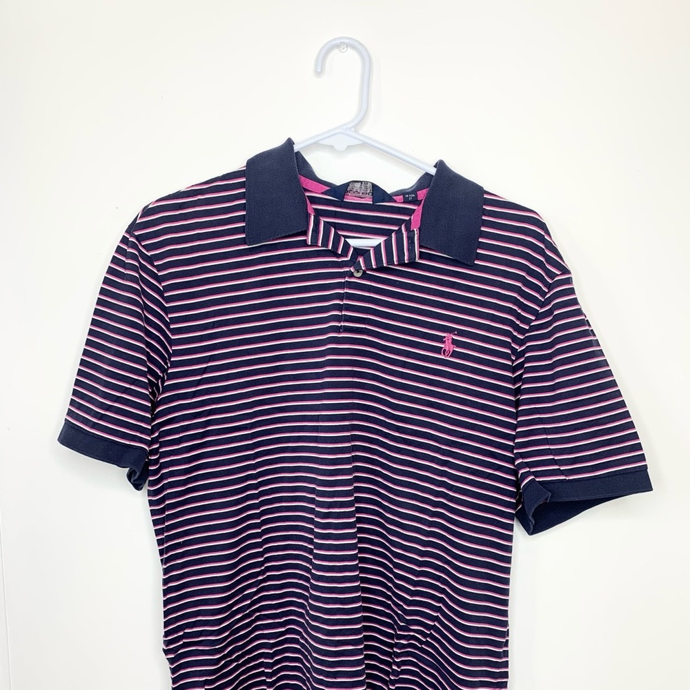Polo Golf Ralph Lauren Navy Blue with Pink Stripes